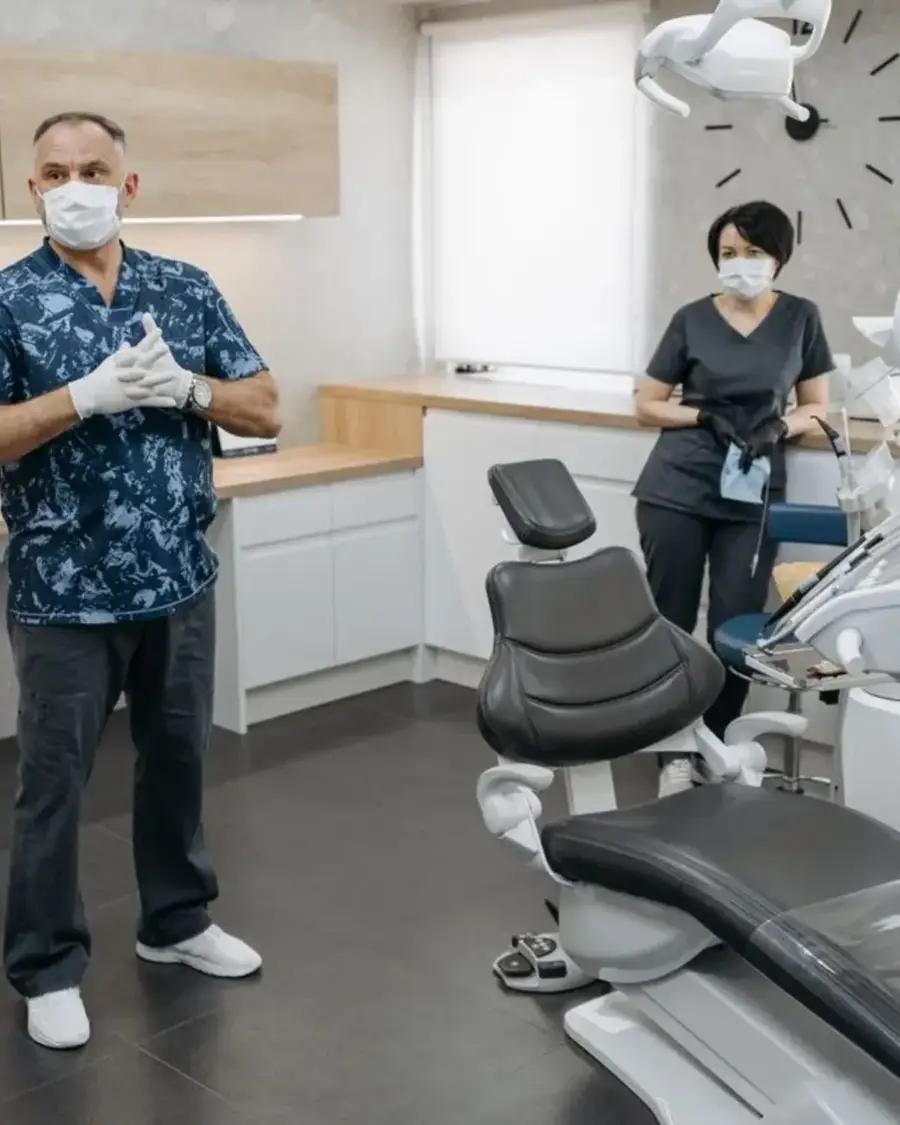 Smiling dental team
